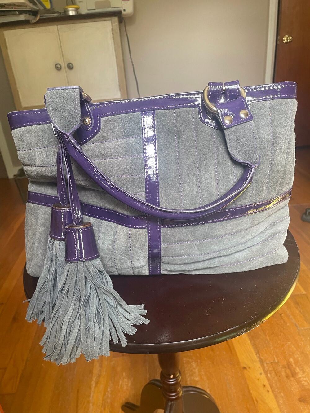 Claudia Firenze Gray Suede Tassel Purse Y2K